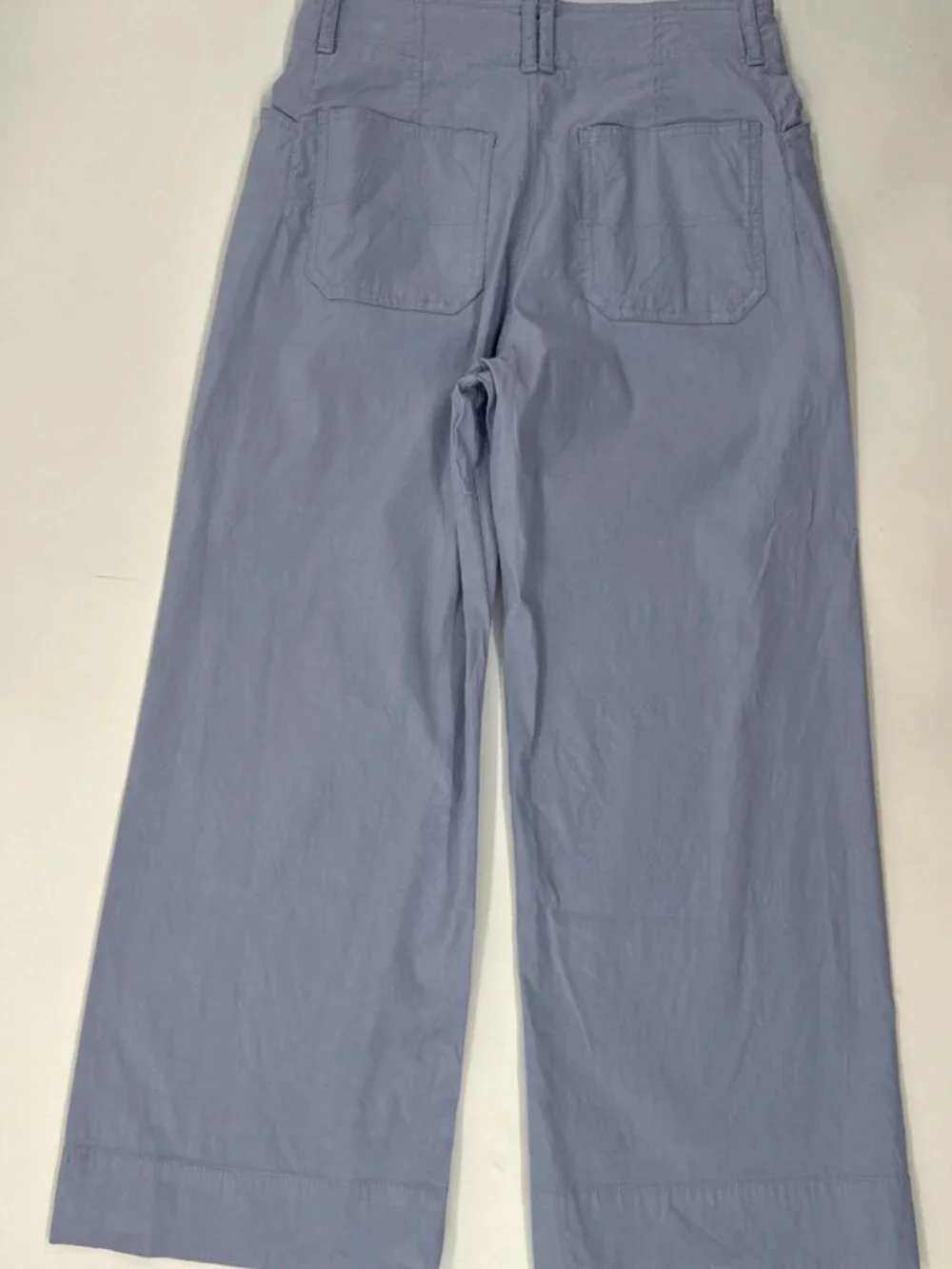 Anthropologie Pants Womens 30x26 Blue High Waist Wide Leg Flare Linen Stretch - Picture 3 of 15